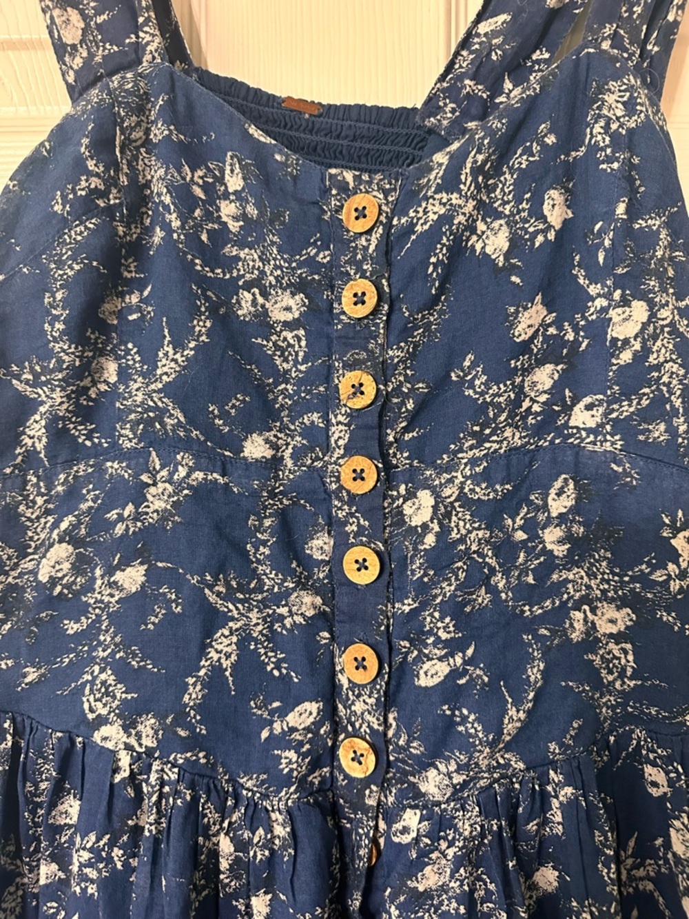 Free People Navy Blue Floral Button-Front Mini Dress - Picture 2 of 8